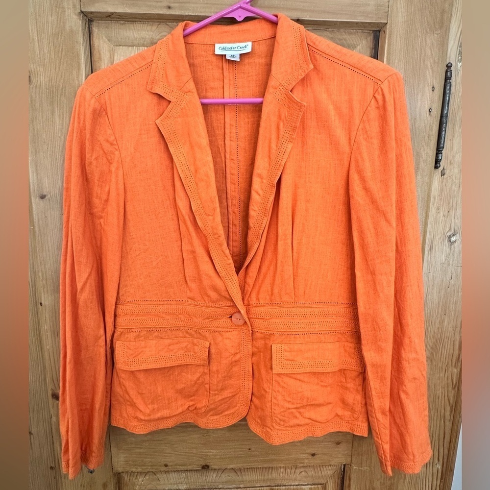 Coldwater Creek Orange Blazer/Jacket Size Small Petite Academia Clueless